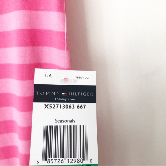 TOMMY HILFIGER 👗 pink stripe DRESS Girl LARGE - Picture 4 of 8